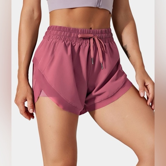 HALARA Pants - Halara Drawstring Contrast Mesh 2-in-1 Shorts in Cactus Flower Size M